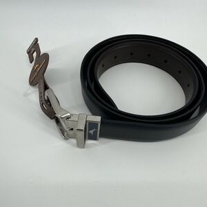 Tommy Bahama Men's XL 42-44 Reversible‎ Buckle Cognac Brown / Black Leather Belt